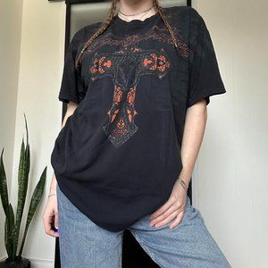 Cyber y2k Affliction Style Faded Cross Oversized T-Shirt